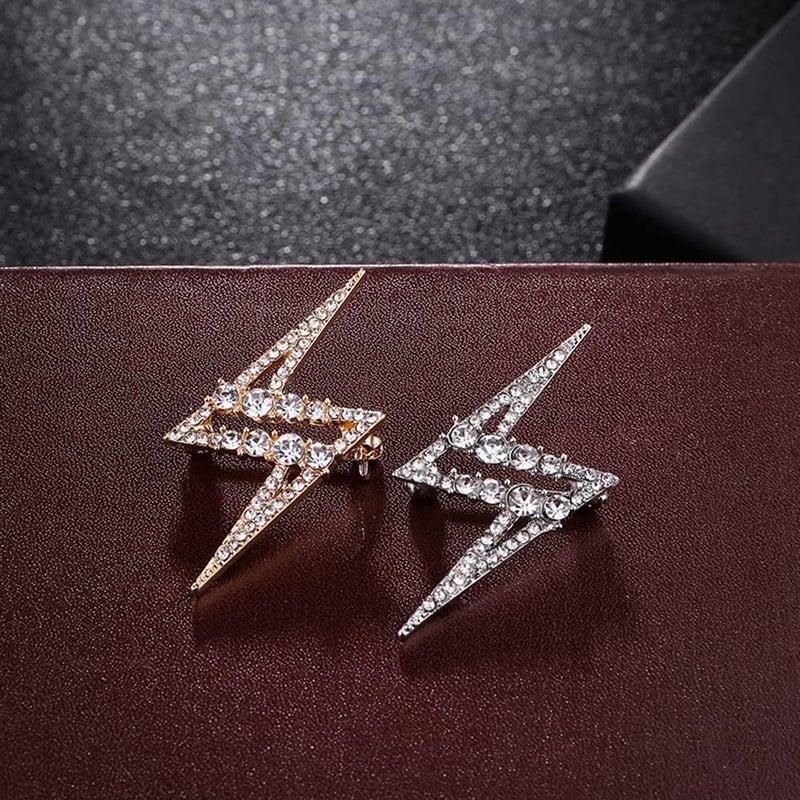 GUAFEIH Rhinestone Lightning Bolt Brooch Pin for Men Fashion Dainty Cubic Zircona Lapel Pins Dress Suit Accessories Jewelry - Image 3